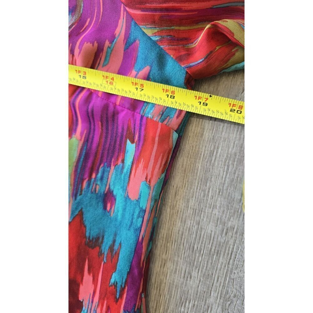 Tiana B. Watercolor Multi Color 3/4 Bell Sleeve Midi Shift Dress Sz 8 -Party - Picture 4 of 8